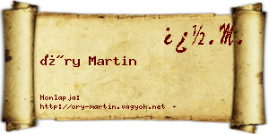 Őry Martin névjegykártya